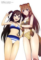 character:kazayama_kizuna character:raphtalia copyright:megami_magazine copyright:tate_no_yuusha_no_nariagari general:2girls general:animal_ears general:bikini general:blue_bikini general:blunt_bangs general:breasts general:brown_eyes general:brown_hair general:cleavage general:closed_mouth general:hair_between_eyes general:hair_tubes general:hand_on_own_hip general:long_hair general:looking_at_viewer general:medium_breasts general:multiple_girls general:navel general:official_art general:open_mouth general:plaid general:plaid_bikini general:raccoon_ears general:raccoon_girl general:short_twintails general:sidelocks general:simple_background general:small_breasts general:smile general:standing general:swimsuit general:tail general:teeth general:twintails general:upper_teeth_only general:waving general:white_background general:yellow_bikini meta:absurdres meta:highres meta:scan technical:grabber // 4095x5934 // 1.7MB