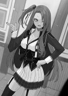 artist:touzai character:nina_(kage_no_jitsuryokusha_ni_naritakute!) copyright:kage_no_jitsuryokusha_ni_naritakute! general:cleavage general:monochrome general:stockings general:thighhighs general:uniform technical:grabber // 1440x2048 // 355.8KB