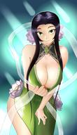 character:ost_horai copyright:tate_no_yuusha_no_nariagari general:1girl general:black_hair general:breasts general:cleavage general:female_focus general:green_eyes general:huge_breasts general:looking_at_viewer general:solo meta:absurdres meta:highres technical:grabber // 1372x2400 // 2.4MB