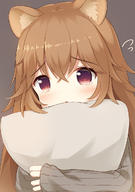 artist:psyche3313 character:raphtalia copyright:tate_no_yuusha_no_nariagari general:1girl general:animal_ear_fluff general:animal_ears general:brown_eyes general:brown_hair general:brown_shirt general:flying_sweatdrops general:grey_background general:hugging_object general:long_hair general:pillow general:pillow_hug general:raccoon_ears general:shirt general:simple_background general:solo general:tears general:upper_body meta:bad_id meta:bad_pixiv_id meta:commentary_request meta:highres technical:grabber // 870x1239 // 457.4KB