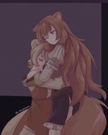 artist:takkikun character:raphtalia character:rifana copyright:tate_no_yuusha_no_nariagari general:2girls general:animal_ear_fluff general:animal_ears general:blonde_hair general:brown_hair general:closed_eyes general:crying general:hug general:long_hair general:multiple_girls general:one_eye_closed general:pink_eyes general:raccoon_ears general:raccoon_girl general:raccoon_tail general:smile general:tail meta:commentary meta:highres meta:photoshop_(medium) technical:grabber // 1755x2208 // 456.8KB