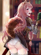 artist:avara character:raphtalia copyright:tate_no_yuusha_no_nariagari general:1girl general::d general:accidental_exposure general:animal_ears general:ass general:book general:bookshelf general:brown_hair general:clothes_lift general:cowboy_shot general:frilled_panties general:frilled_skirt general:frills general:from_behind general:inconvenient_tail general:lace general:lace-trimmed_panties general:lace_trim general:leaning_forward general:lifted_by_tail general:long_hair general:looking_at_viewer general:looking_back general:open_mouth general:panties general:purple_eyes general:raccoon_ears general:raccoon_girl general:raccoon_tail general:skirt general:skirt_lift general:smile general:solo general:tail general:tail_raised general:thighhighs general:underwear general:white_panties meta:bad_id meta:bad_pixiv_id meta:commentary_request meta:highres technical:grabber // 900x1200 // 769.5KB