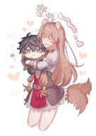 artist:ikusa character:iwatani_naofumi character:raphtalia copyright:tate_no_yuusha_no_nariagari general:1girl general::3 general::d general:animal_ears general:arm_cuffs general:belt general:black_dress general:black_hair general:blush general:brown_belt general:brown_gloves general:brown_hair general:cape general:closed_eyes general:cowboy_shot general:cropped_legs general:double-parted_bangs general:dress general:elbow_gloves general:gloves general:green_cape general:green_eyes general:hair_tubes general:heart general:hugging_doll general:hugging_object general:long_hair general:long_sleeves general:messy_hair general:multicolored_clothes general:multicolored_dress general:neck_ribbon general:open_mouth general:raccoon_ears general:raccoon_girl general:raccoon_tail general:red_dress general:red_ribbon general:ribbon general:short_hair general:simple_background general:smile general:standing general:tail general:tail_wagging general:three_quarter_view general:white_background general:white_dress meta:commentary_request meta:highres meta:translation_request technical:grabber // 1240x1754 // 248.7KB