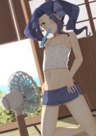 artist:nekokyun character:melty_q_melromarc copyright:tate_no_yuusha_no_nariagari general:1girl general:bare_arms general:bare_legs general:bare_shoulders general:barefoot general:blue_eyes general:blue_hair general:blue_ribbon general:blue_shorts general:blurry general:blurry_background general:blush general:breasts general:camisole general:contemporary general:crop_top general:day general:dolphin_shorts general:dutch_angle general:electric_fan general:eyes_visible_through_hair general:food general:food_in_mouth general:gradient_eyes general:hair_ribbon general:kneeling general:long_hair general:looking_at_viewer general:midriff general:mouth_hold general:multicolored_eyes general:navel general:open_mouth general:pink_eyes general:popsicle general:ribbon general:short_shorts general:shorts general:sliding_doors general:small_breasts general:smile general:solo general:summer general:sweat general:tank_top general:tatami general:tupet general:twintails general:twitter_username general:wet general:wet_clothes general:white_camisole general:wooden_floor meta:highres technical:grabber // 1080x1527 // 1.5MB