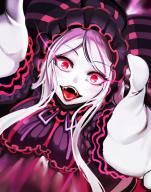 artist:nyamota character:shalltear_bloodfallen copyright:overlord_(maruyama) general:1girl general::d general:arms_up general:black_dress general:dress general:eyebrows_visible_through_hair general:fangs general:floating_hair general:frilled_dress general:frills general:from_above general:glowing general:glowing_eyes general:gothic_lolita general:hat general:lolita_fashion general:long_hair general:open_mouth general:red_eyes general:silver_hair general:smile general:solo general:tongue general:tongue_out general:upper_body general:vampire tagme technical:grabber // 750x950 // 277.5KB