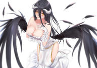 artist:shigatsu character:albedo copyright:overlord_(maruyama) general:black_hair general:blush general:breast_hold general:breasts general:cleavage general:demon general:dress general:elbow_gloves general:feathers general:gloves general:horns general:long_hair general:orange_eyes general:white general:wings style:aliasing tagme technical:grabber // 2480x1748 // 2.0MB