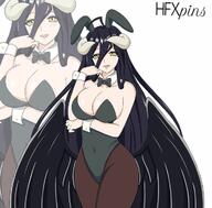 artist:hfxpins character:albedo copyright:overlord_(maruyama) general:black_hair general:bunny_ears general:bunnysuit general:devil_horns general:succubus general:succubus_horns technical:grabber // 720x708 // 336.6KB