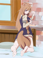 character:raphtalia copyright:tate_no_yuusha_no_nariagari general:1girl general:animal_ears general:barefoot general:breasts general:brown_hair general:feet general:grabbing_own_breast general:kneeling general:long_hair general:looking_back general:medium_breasts general:parted_lips general:pink_eyes general:soles general:solo general:tail general:toes meta:absurdres meta:highres technical:grabber // 2400x3200 // 2.4MB