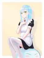 artist:rimutempest character:rimuru_tempest copyright:tensei_shitara_slime_datta_ken general:1other general::t general:alternate_costume general:apron general:between_legs general:black_skirt general:black_sleeves general:blue_hair general:border general:collared_shirt general:colored_eyelashes general:dress_shirt general:enmaided general:garter_straps general:hand_between_legs general:long_hair general:maid general:miniskirt general:neck_ribbon general:outside_border general:pink_background general:pout general:red_ribbon general:ribbon general:shirt general:short_sleeves general:sitting general:skirt general:solo general:straight_hair general:thighhighs general:white_apron general:white_border general:white_shirt general:white_thighhighs general:wing_collar general:yellow_eyes general:zettai_ryouiki meta:absurdres meta:highres technical:grabber // 3240x4320 // 7.6MB