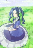 character:melty_q_melromarc copyright:tate_no_yuusha_no_nariagari general:1girl general:blue_dress general:blue_eyes general:blue_hair general:child general:cloud general:dress general:female_focus general:frills general:grass general:lips general:outdoors general:plant general:sitting general:sky general:solo general:twintails meta:highres technical:grabber // 1300x1920 // 1.3MB